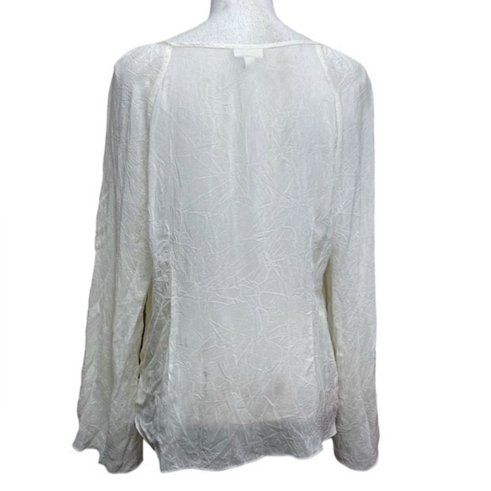 J. Jill Med Petite Ivory Boho Floral Embroidery Semi Sheer Pull Over Blouse - Picture 3 of 4